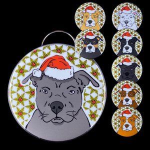 Pit Bull Terrier Christmas Bottle Opener Keychain, Handmade Dog Accessories